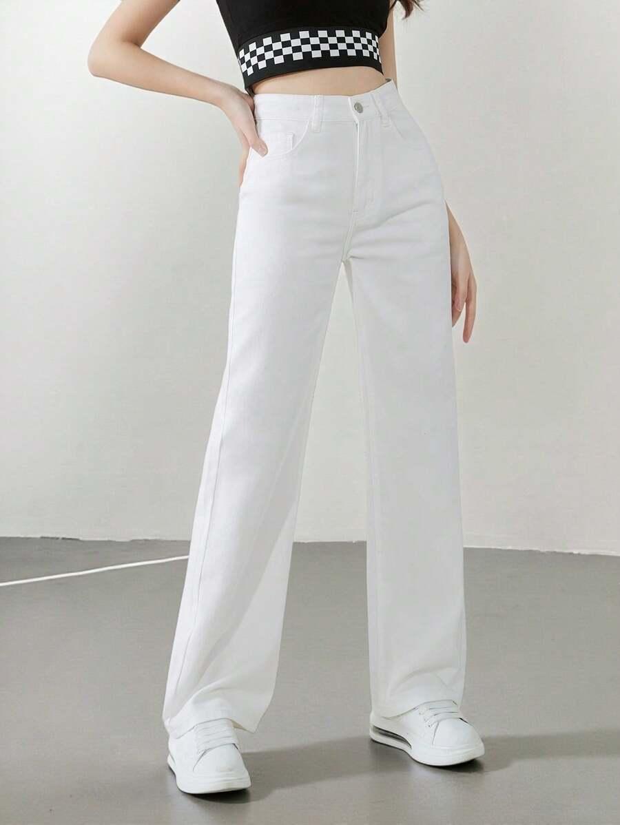 BIAŁE SPODNIE JEANS