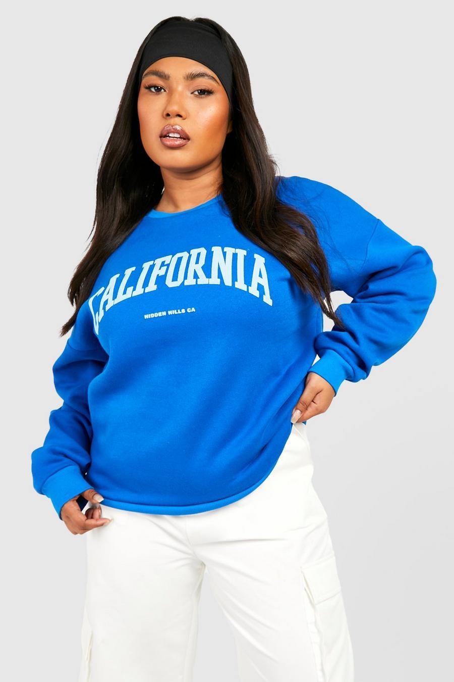 beżowa bluza oversize napis california okrągły dekolt