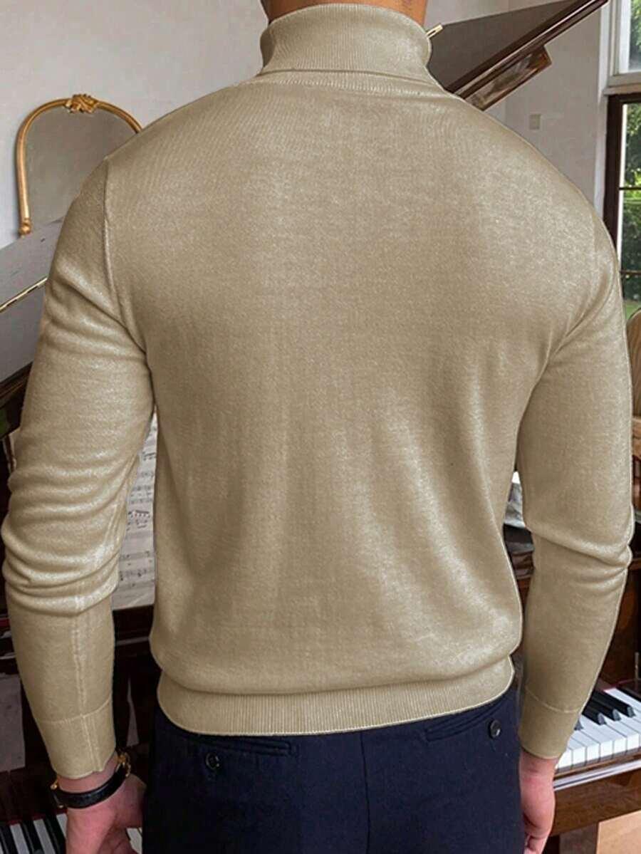 beżowy sweter golf długi rękaw