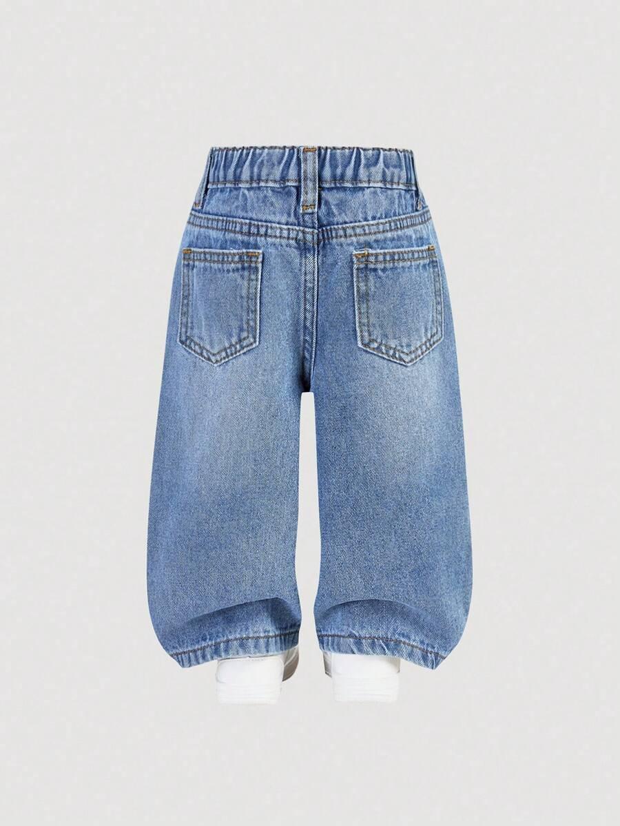 niebieskie jeansy print 
