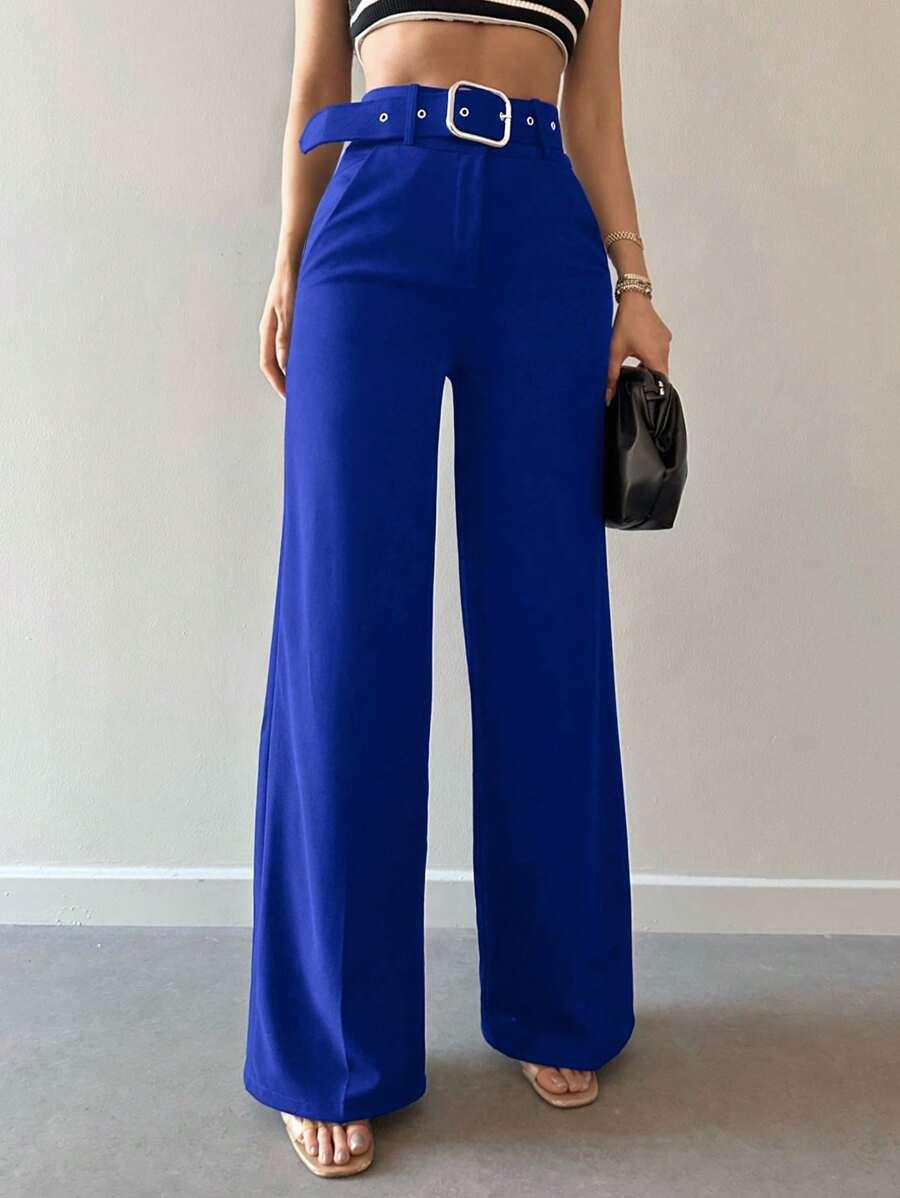ELEGANCKIE PROSTE SPODNIE WYSOKI STAN