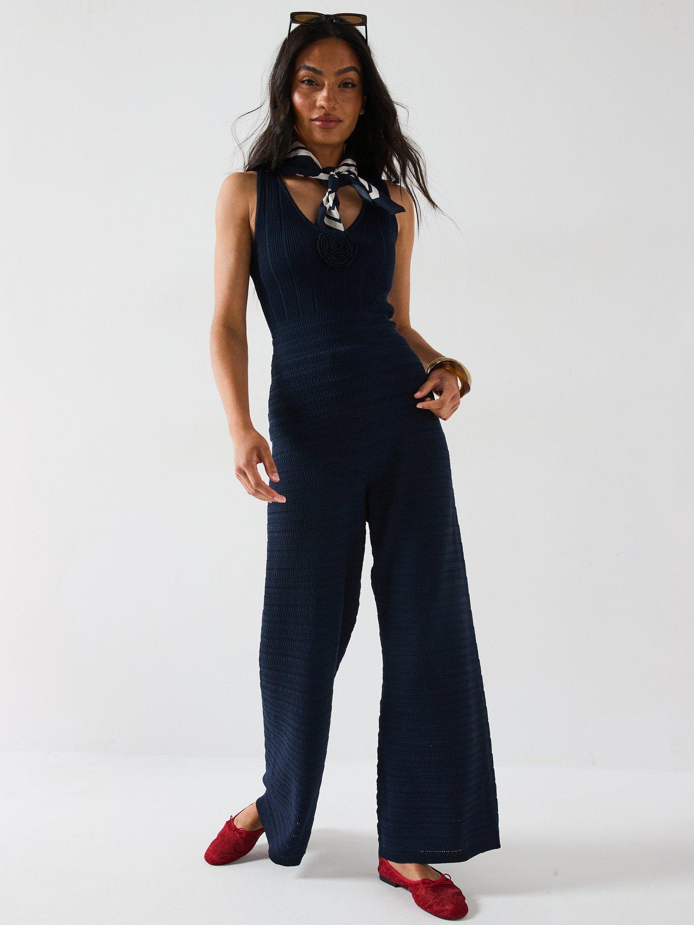 V BY VERY SPODNIE WIDE LEG Z DZIANINY 