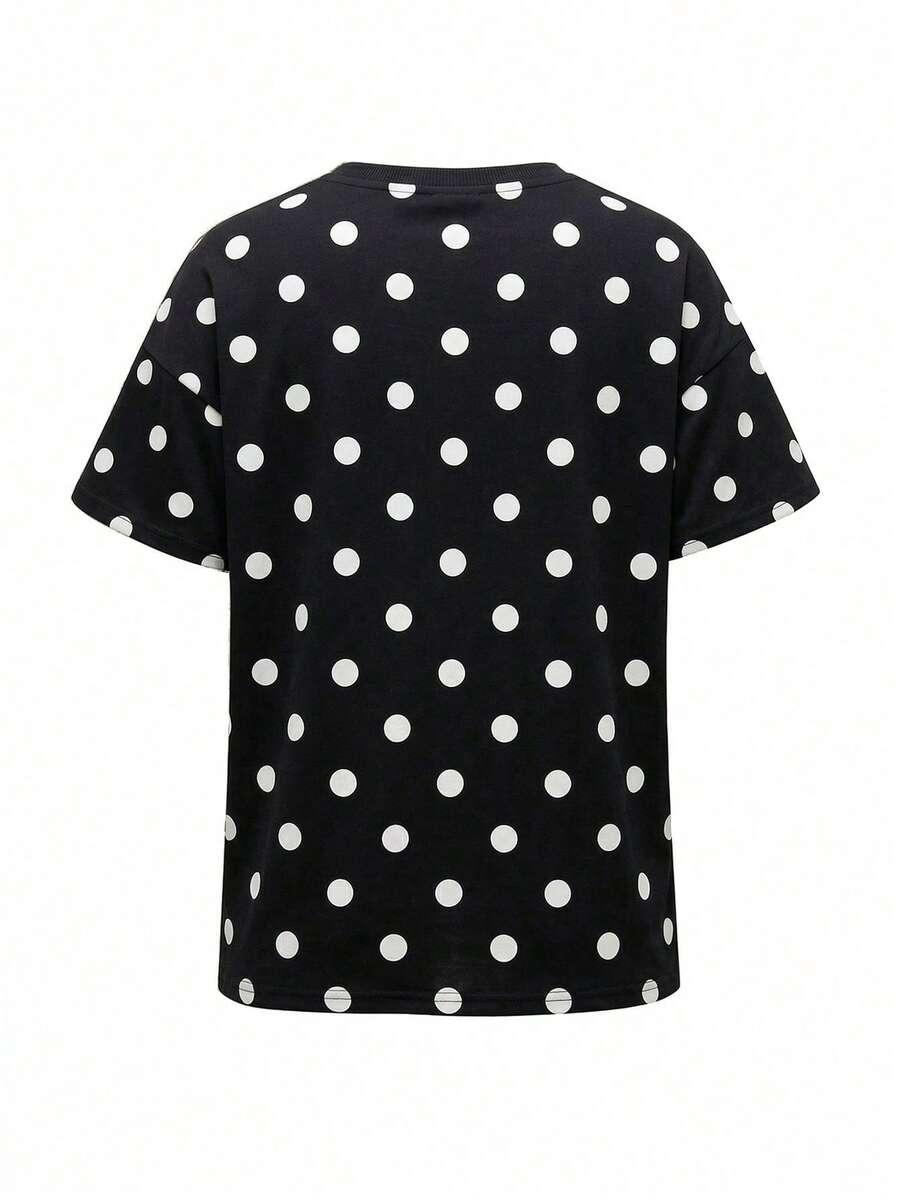 CZARNY T-SHIRT okrągły dekolt