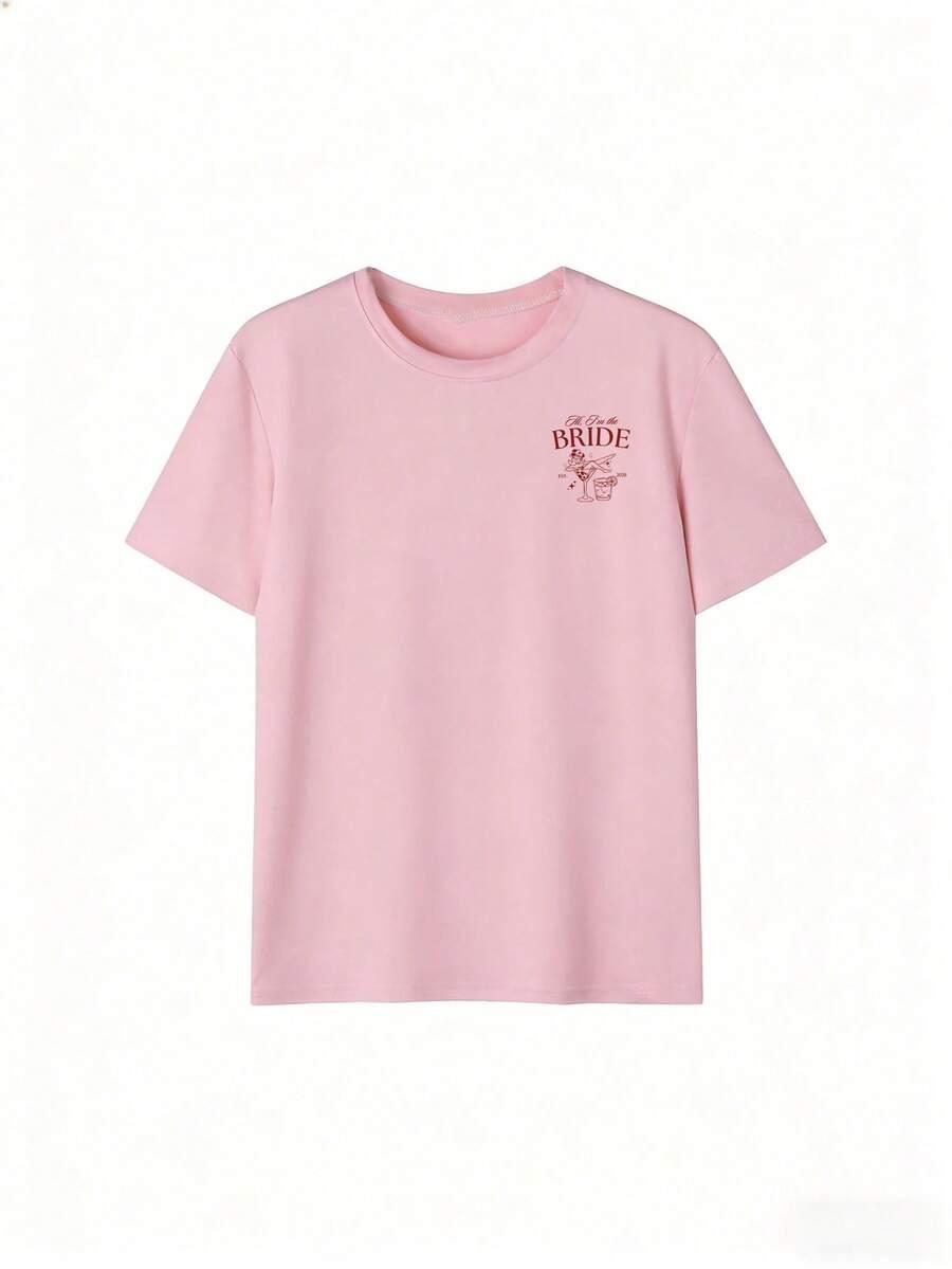różowy t-shirt nadruk 