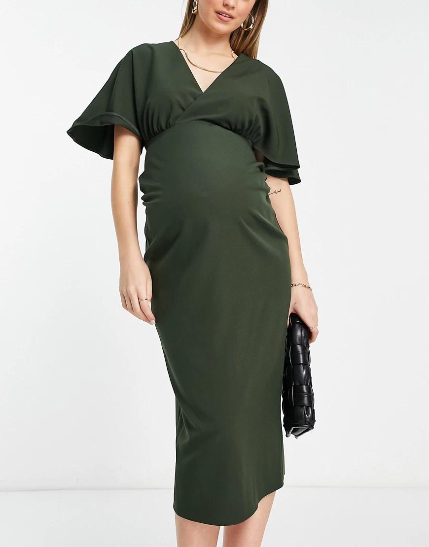 midi ciążowa sukienka kopertowy dekolt rozporek