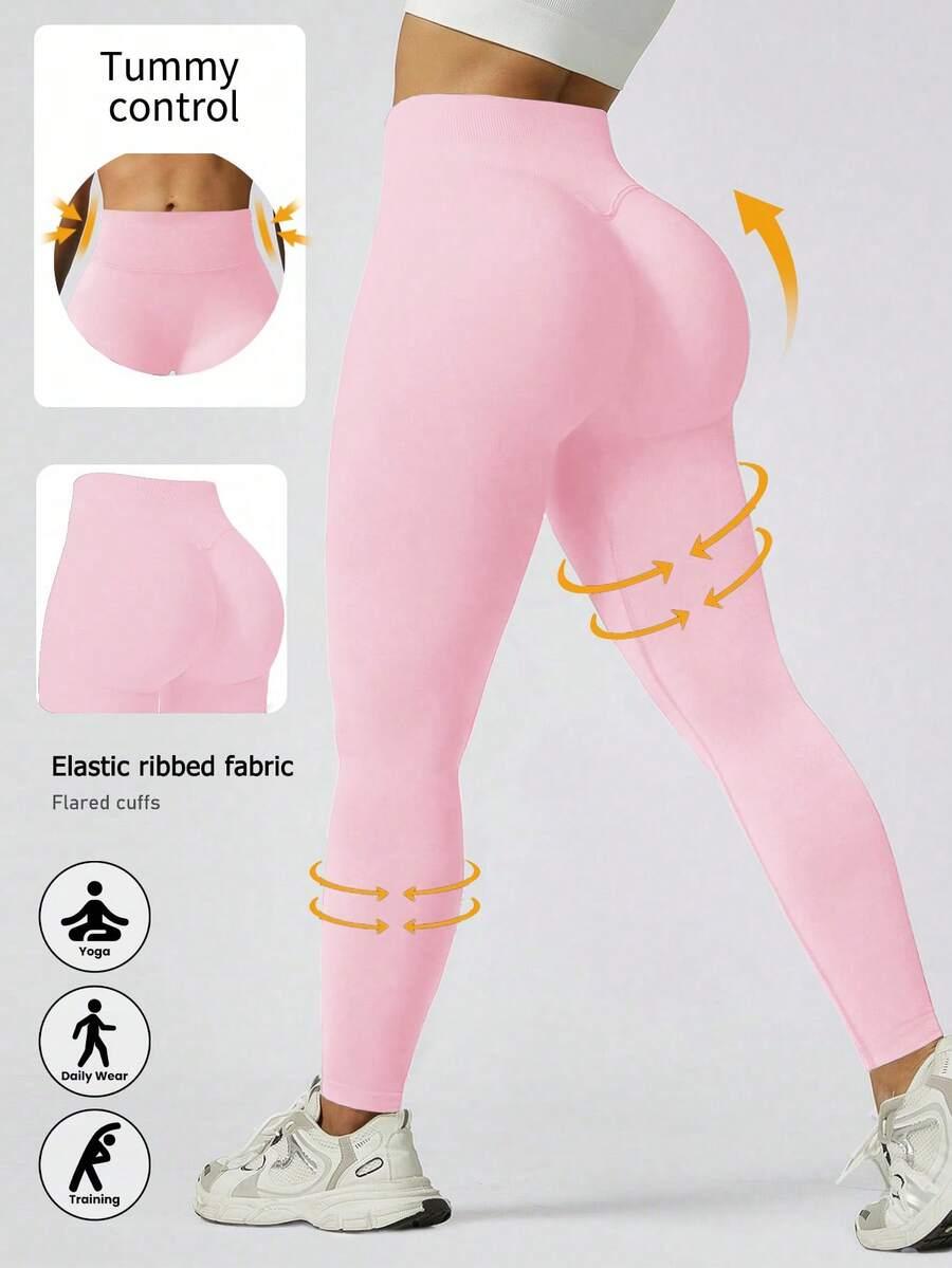 różowe legginsy sportowe