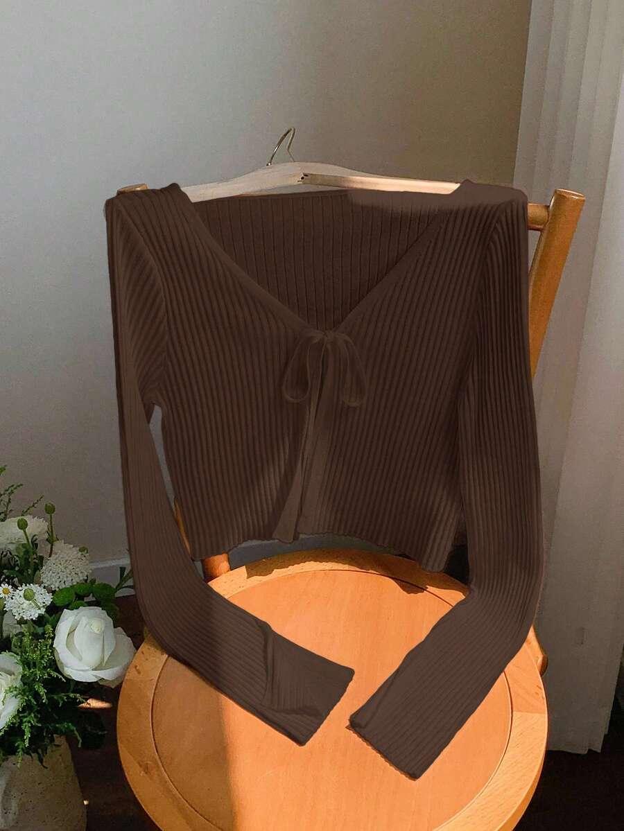 brązowa bluzka wiązanie