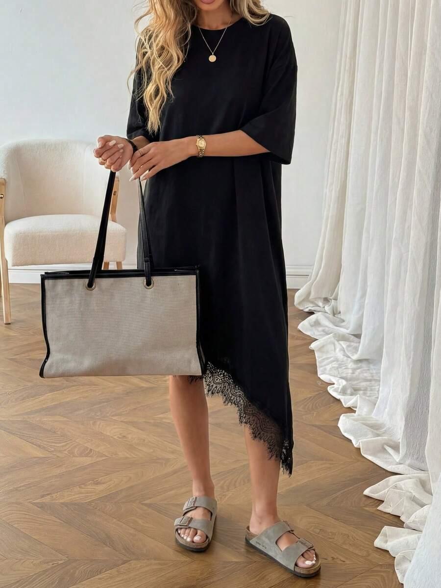 CZARNA ASYMETRYCZNA SUKIENKA