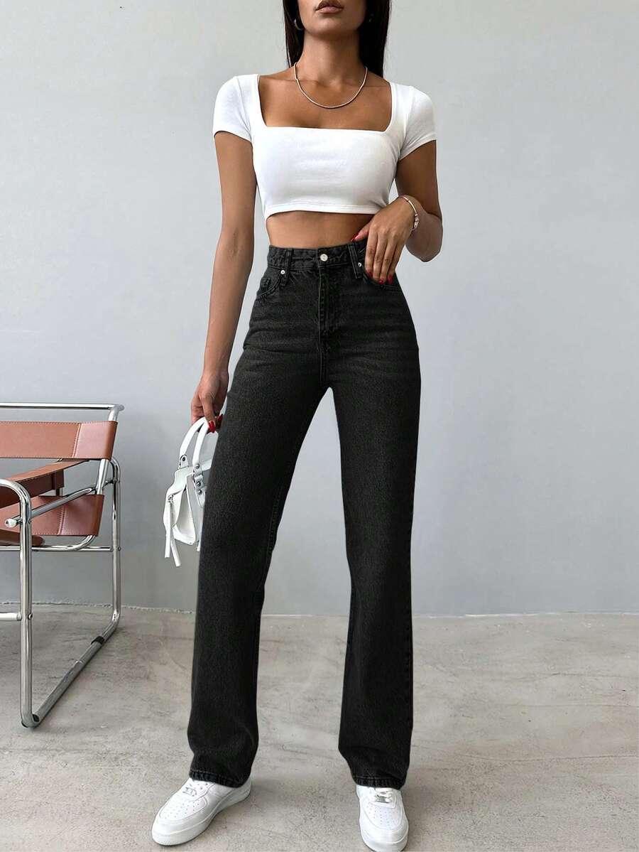 CZARNE SPODNIE JEANS 
