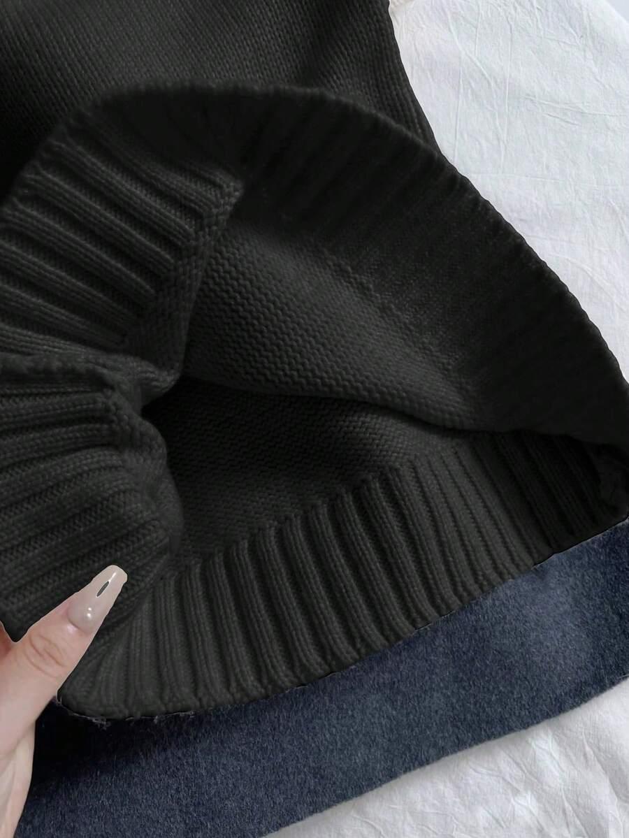 CZARNY SWETER Z KRÓTKIM RĘKAWEM