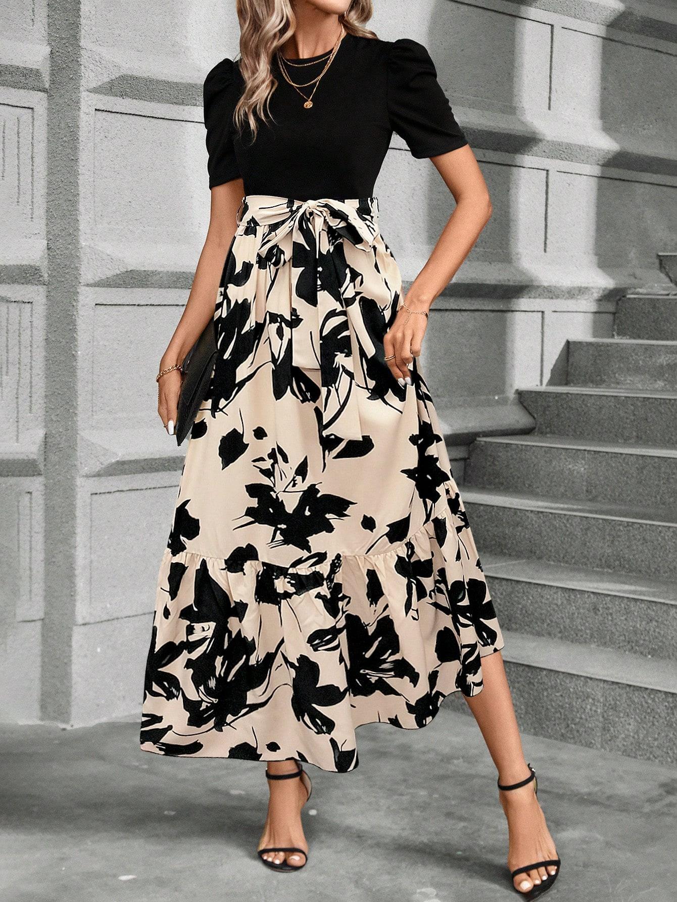 MAXI SUKIENKA PRINT KWIATY 