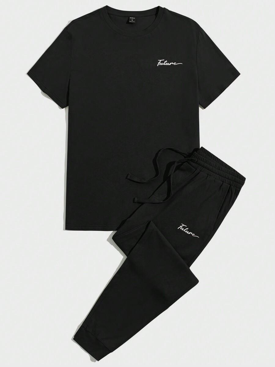 CZARNY KOMPLET T-SHIRT SPODNIE