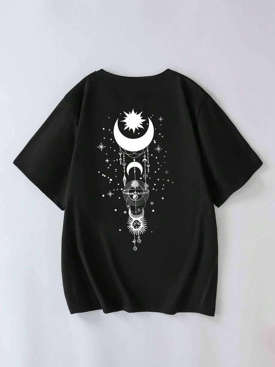 czarny t-shirt print 