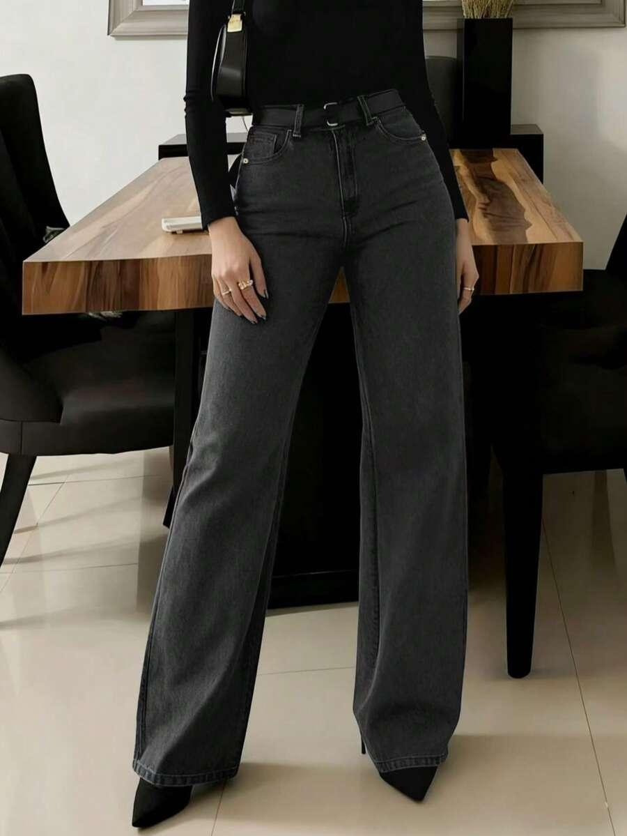 SZARE SPODNIE JEANS 