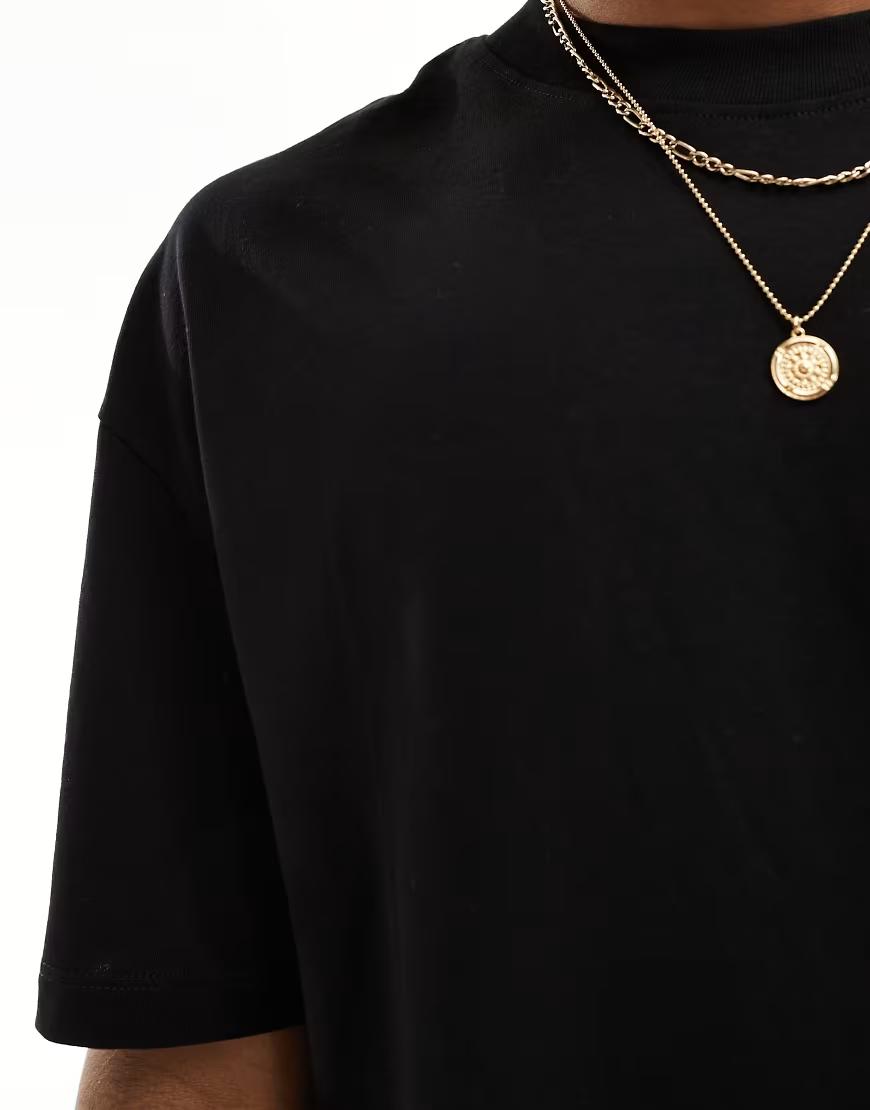 CZARNY T-SHIRT BASIC okrągły dekolt