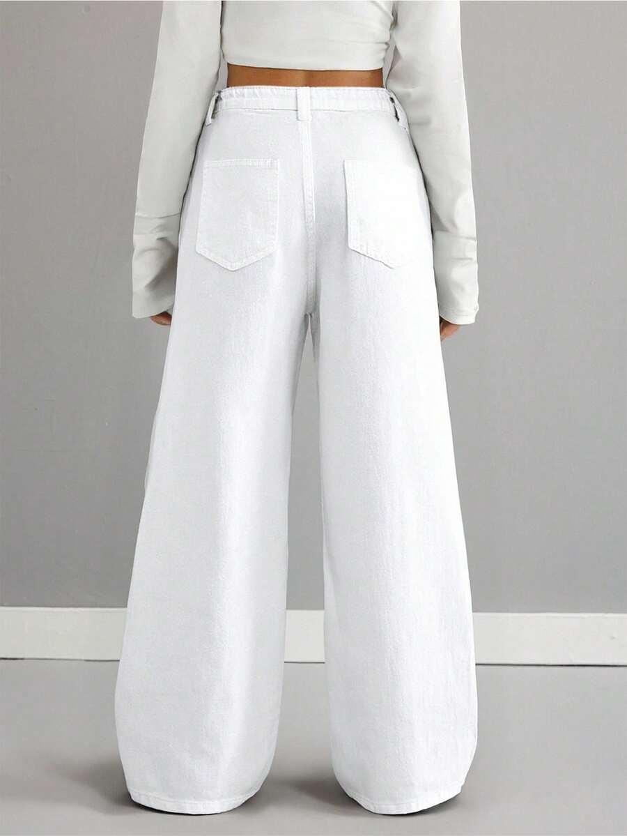 białespodnie jeans