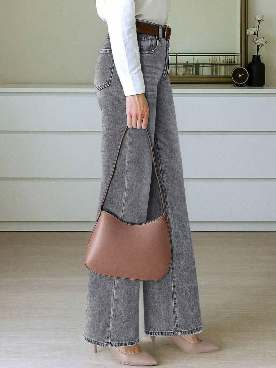szare spodnie jeans wysoki stan