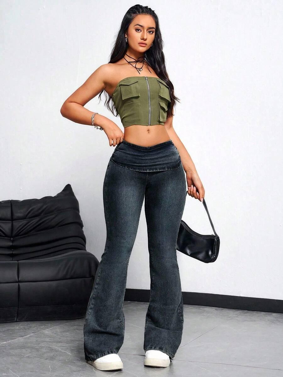 niebieskie jeansy niski stan
