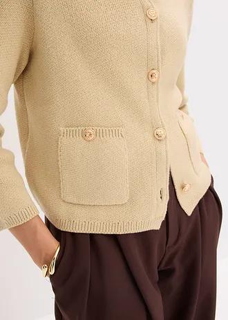 KRÓTKI SWETER ROZPINANY Z OZDOBNYMI GUZIKAMI