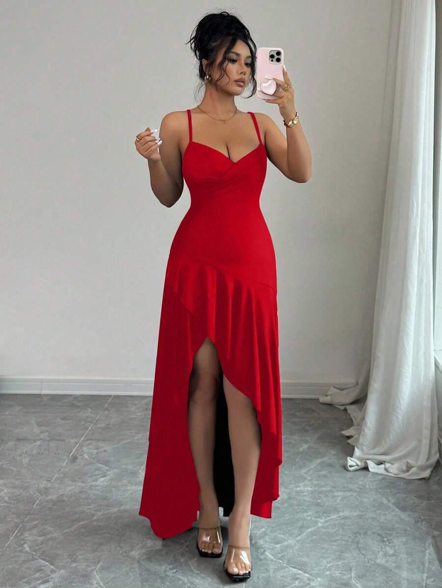 CZERWONA MAXI SUKIENKA