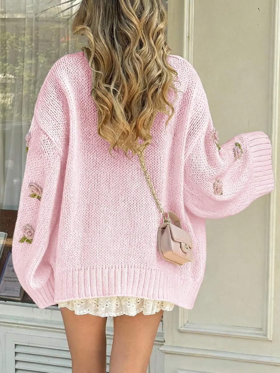RÓŻOWY SWETER OKRĄGŁY DEKOLT 