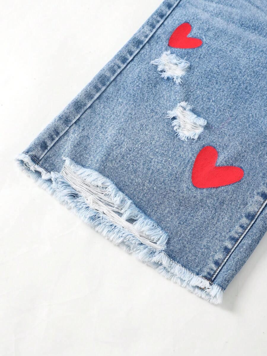 spodnie jeans szorty wzór serca