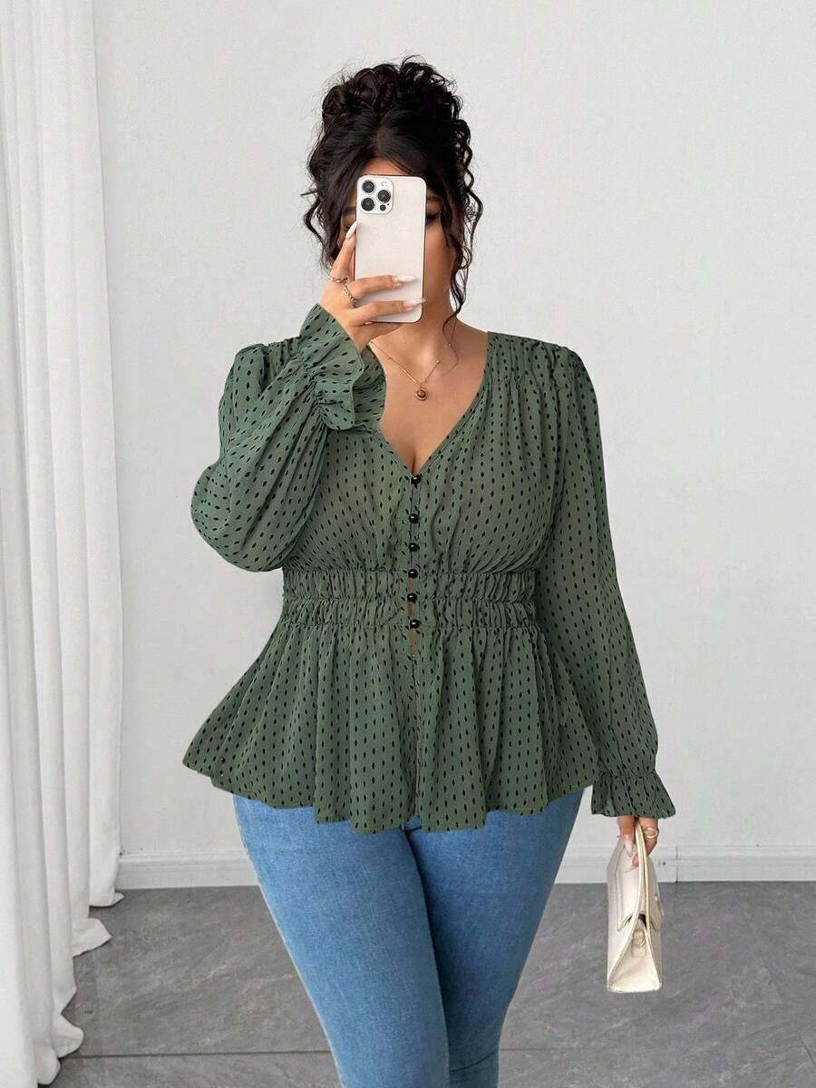 ZIELONA BLUZKA V-NECK