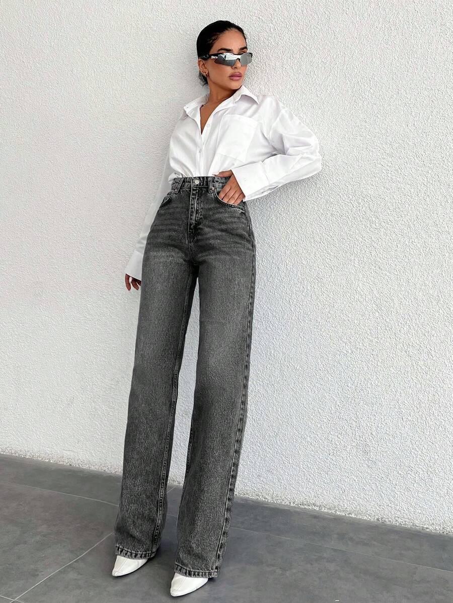 SZARE SPODNIE JEANS