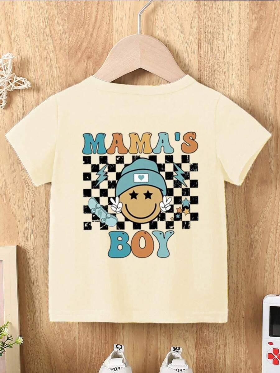 BEŻOWY T-SHIRT NADRUK