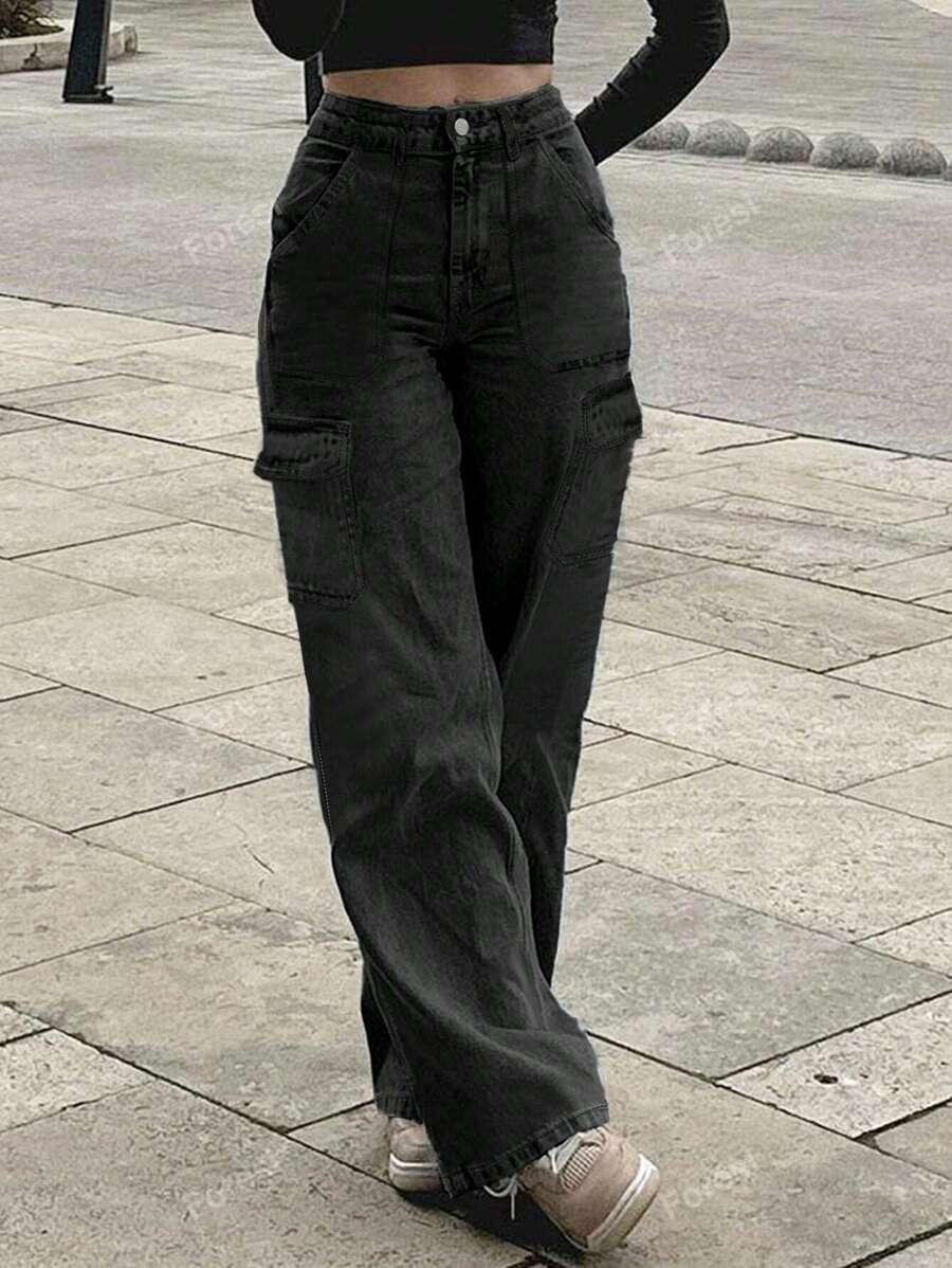 CZARNE SPODNIE JEANS