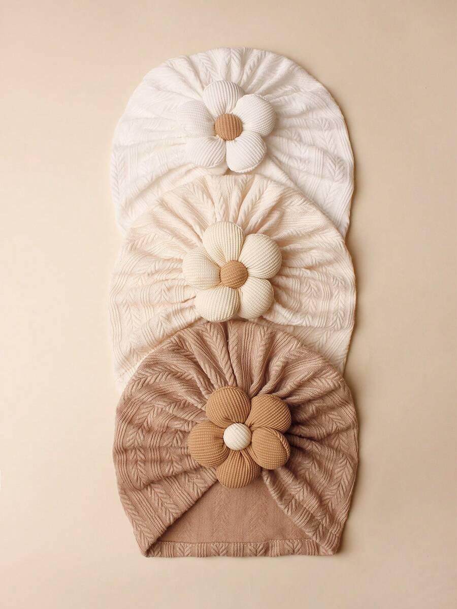 czapka kwiat zdobienie  3-pack