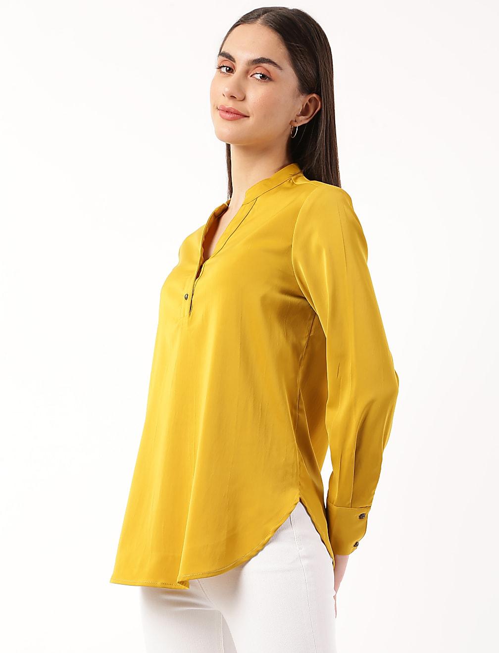 żółty top v-neck T43-3449K-EB