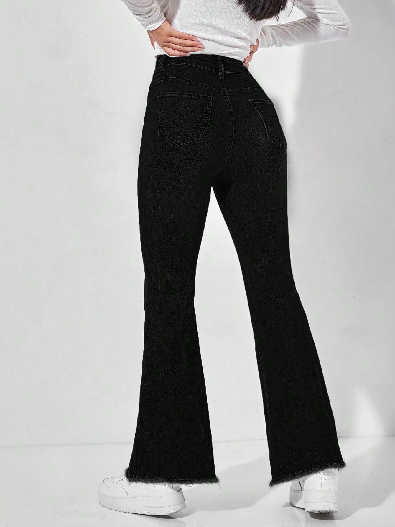 CZARNE SPODNIE JEANS DZWONY FLARE