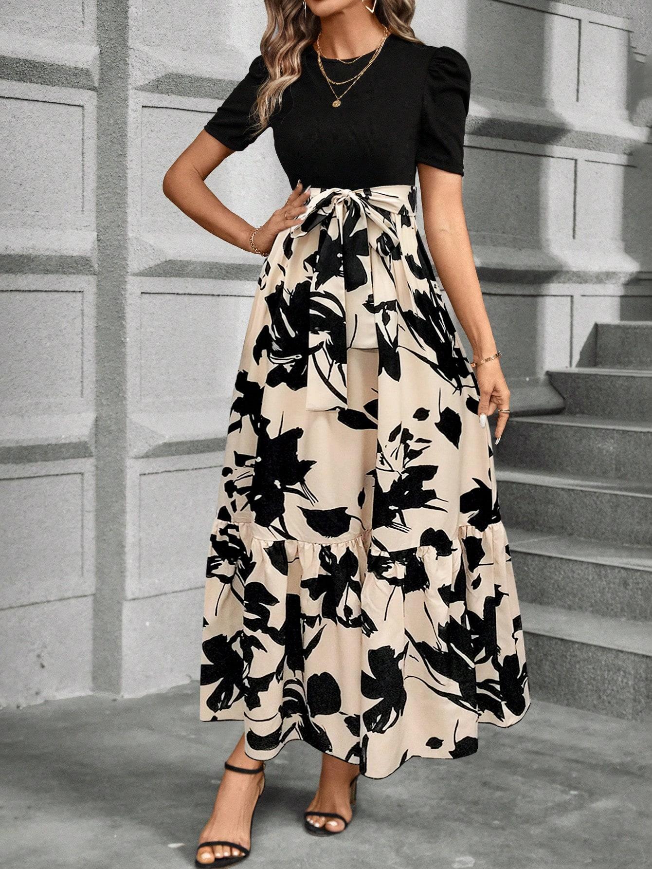 MAXI SUKIENKA PRINT KWIATY 