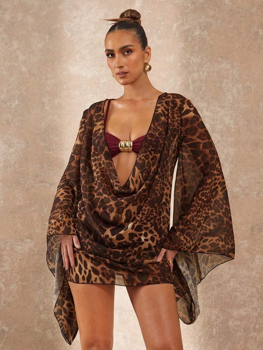 mini sukienka leopard print