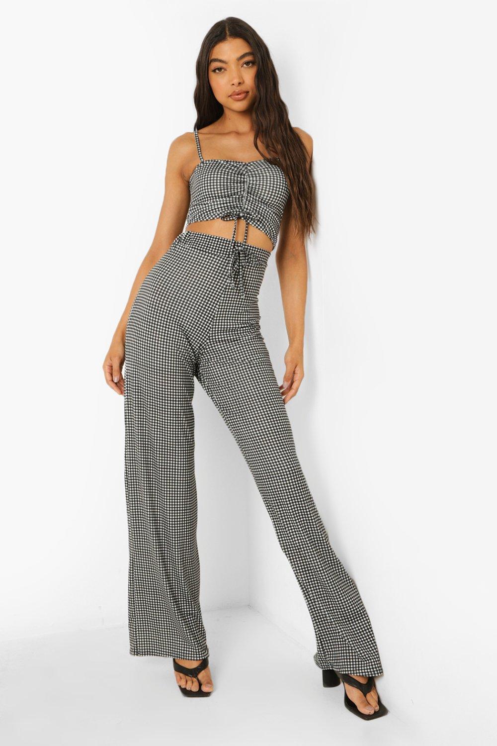 crop top na ramiączkach kratka