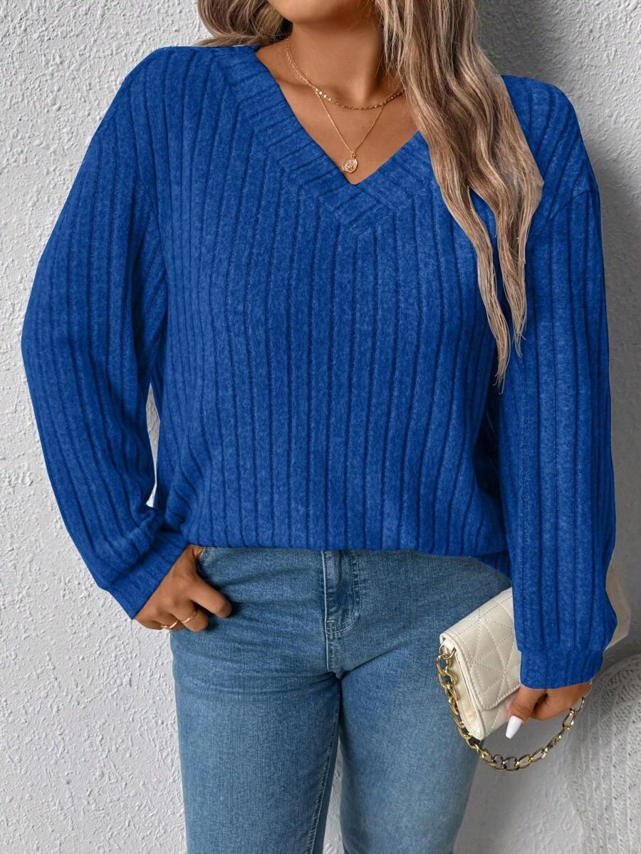 niebieska bluzka v neck