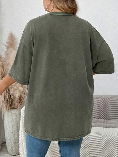zielony t-shirt kwiaty