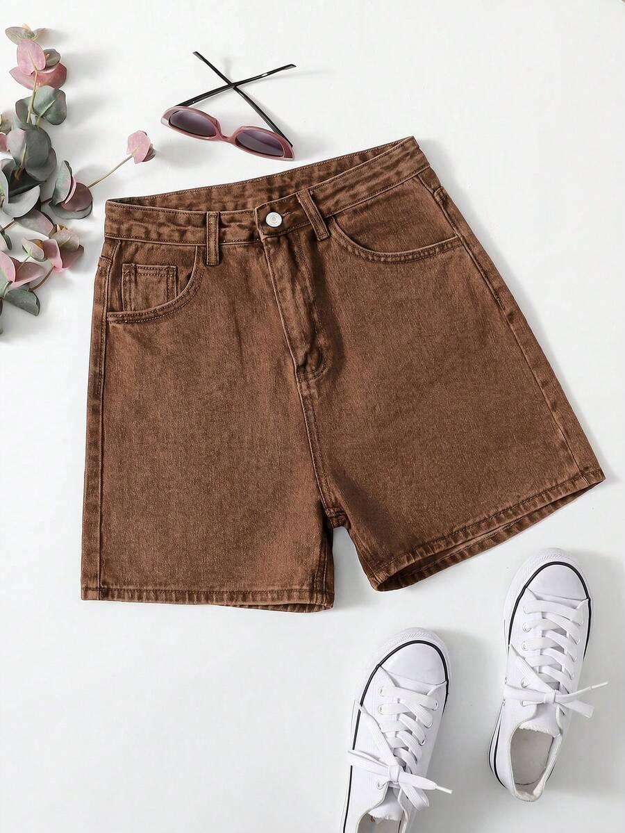 brązowe spodenki jeans