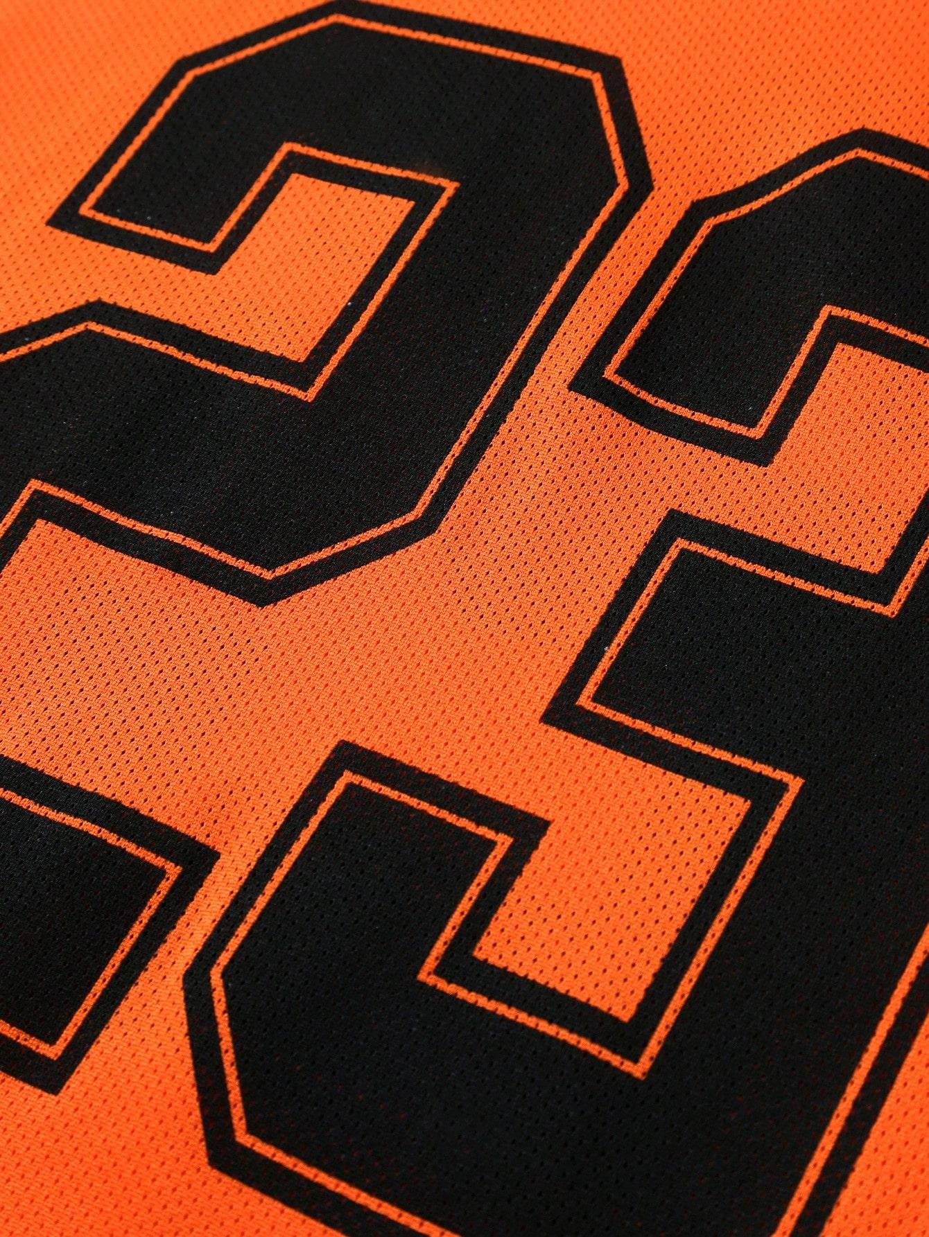 POMARAŃCZOWY T-SHIRT NADRUK 