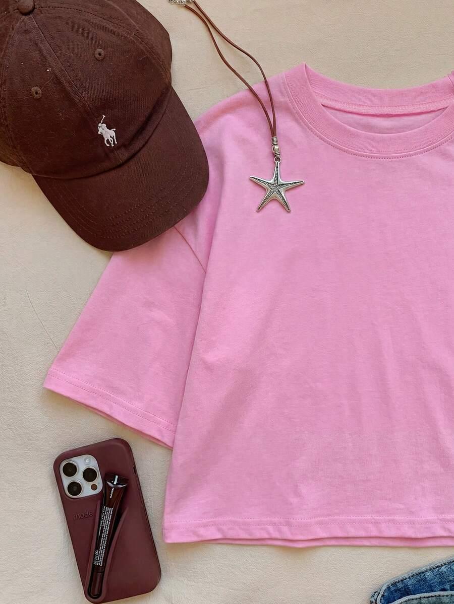 różowy t-shirt casual