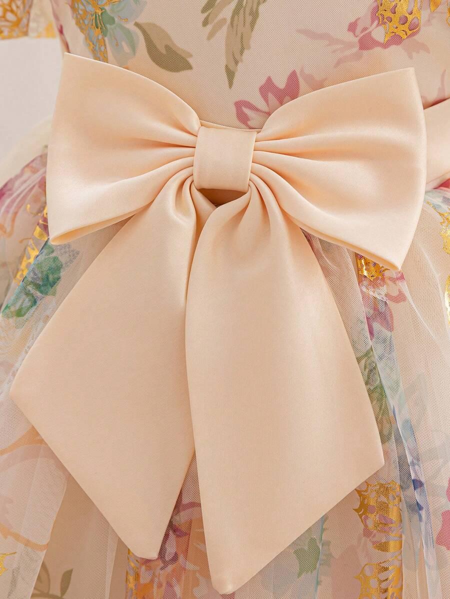 DZIEWCZĘCA ELEGANCKA SUKIENKA Z KRÓTKIM RĘKAWEM 9-12M