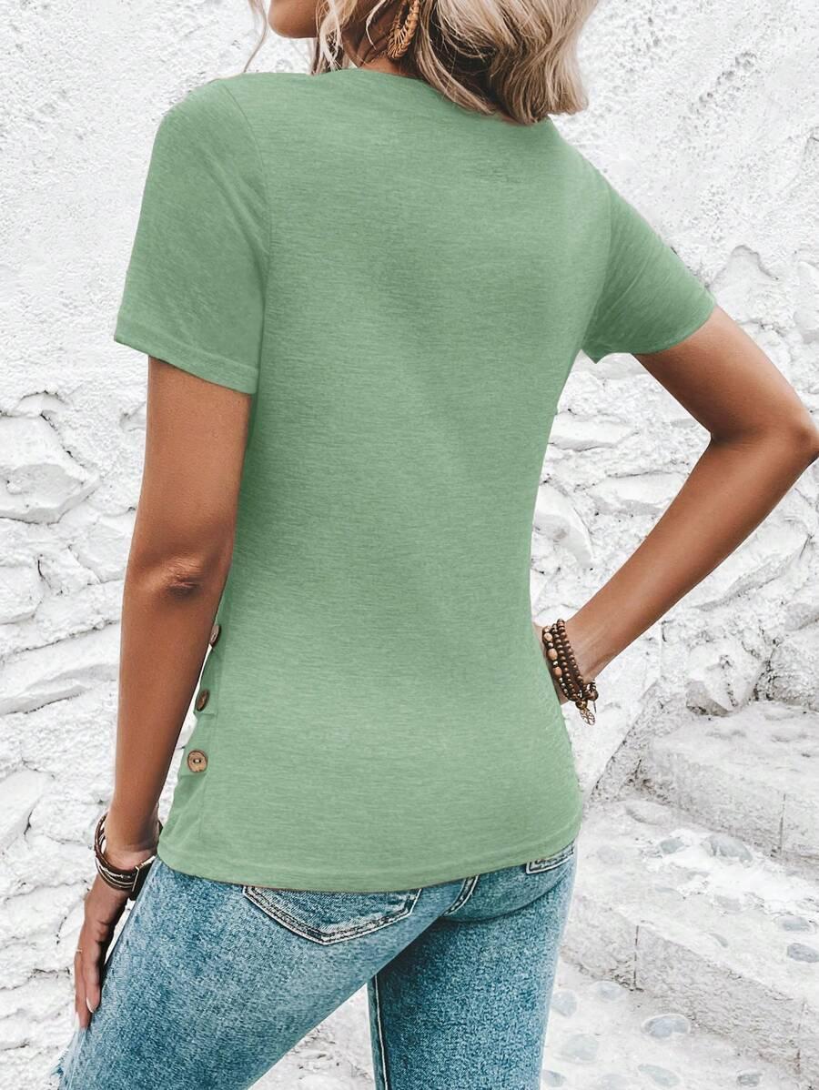 ZIELONY T-SHIRT V-NECK
