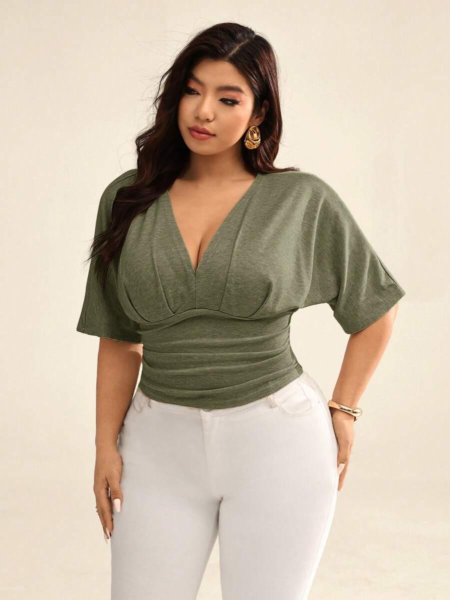 zielona bluzka v-neck