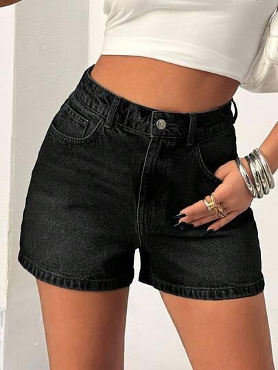 CZARNE SPODENKI JEANS