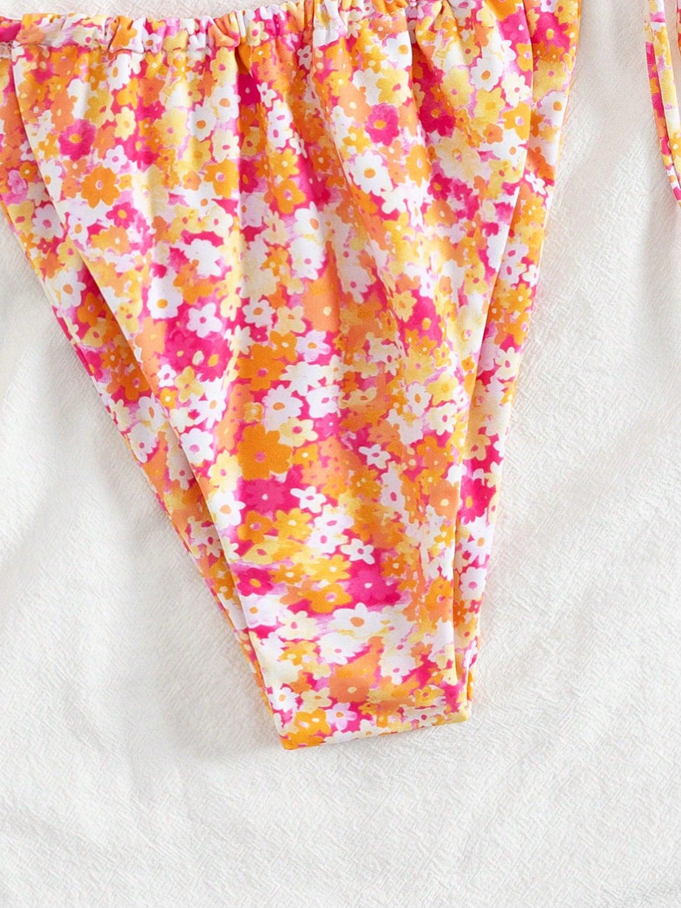 komplet bikini wiązanie print 