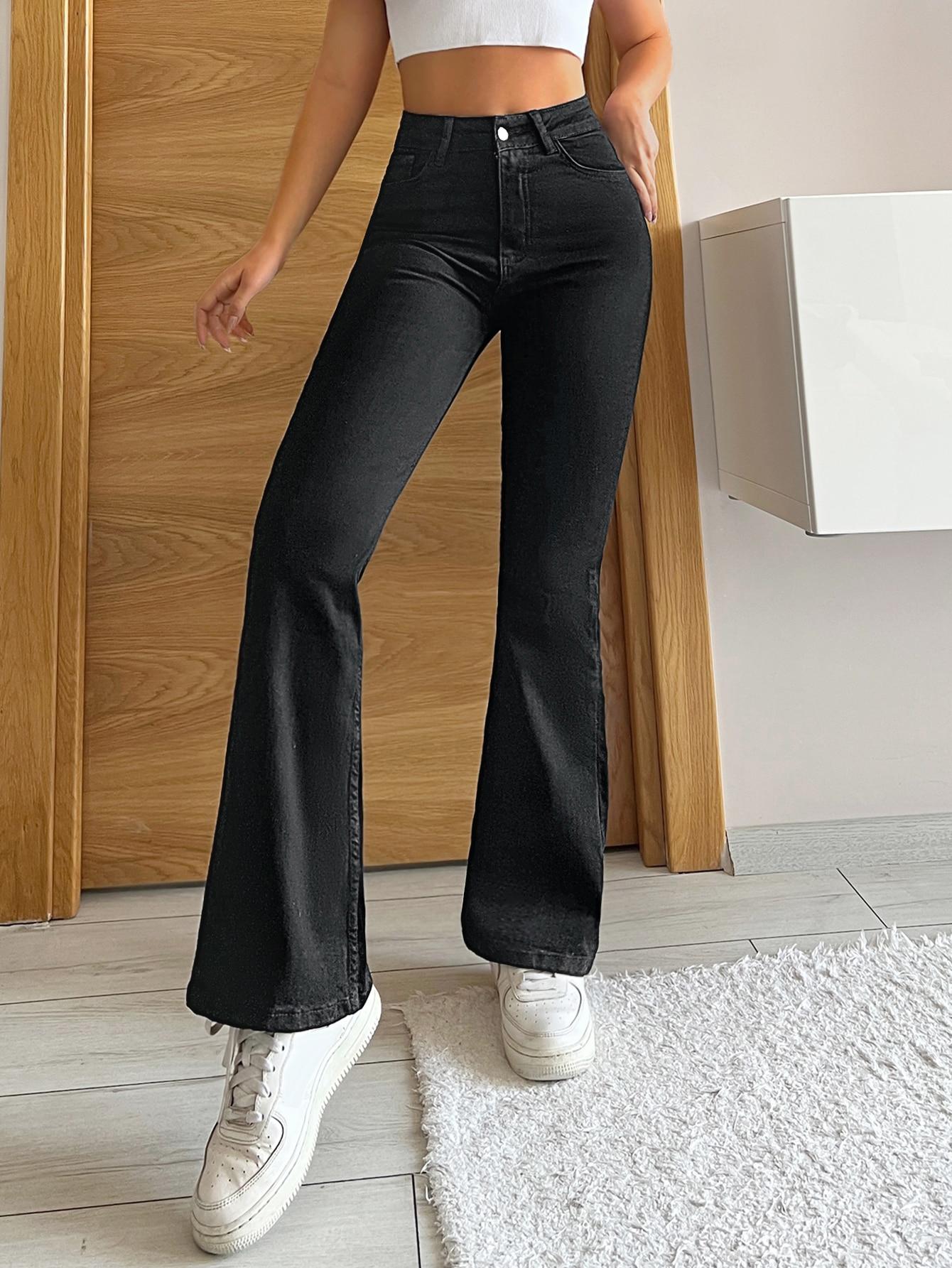 CZARNE SPODNIE JEANS DZWONY