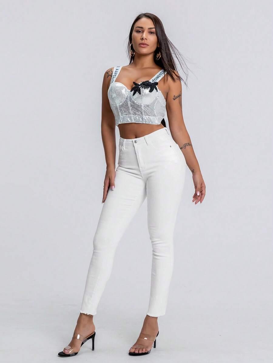 BIAŁE SPODNIE JEANS