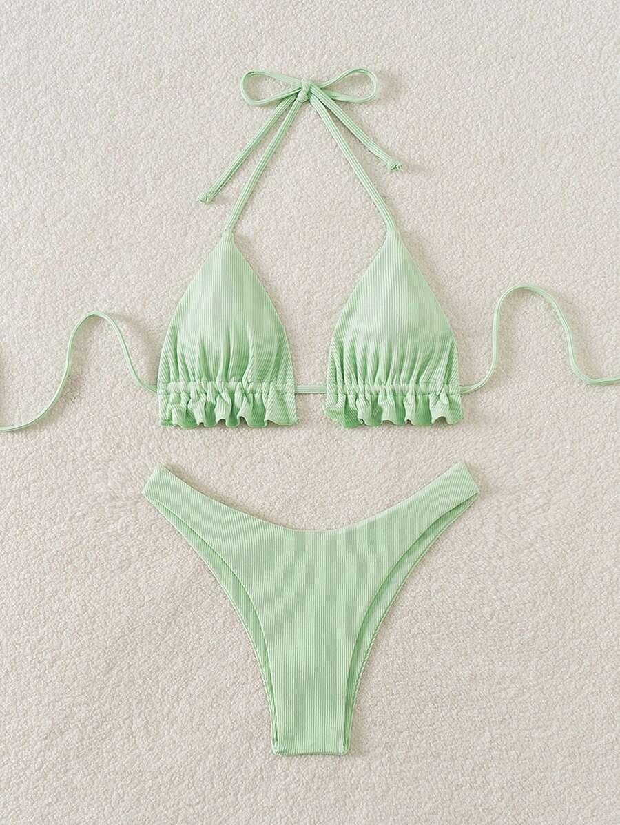 ZIELONY prążkowany DÓŁ OD BIKINI
