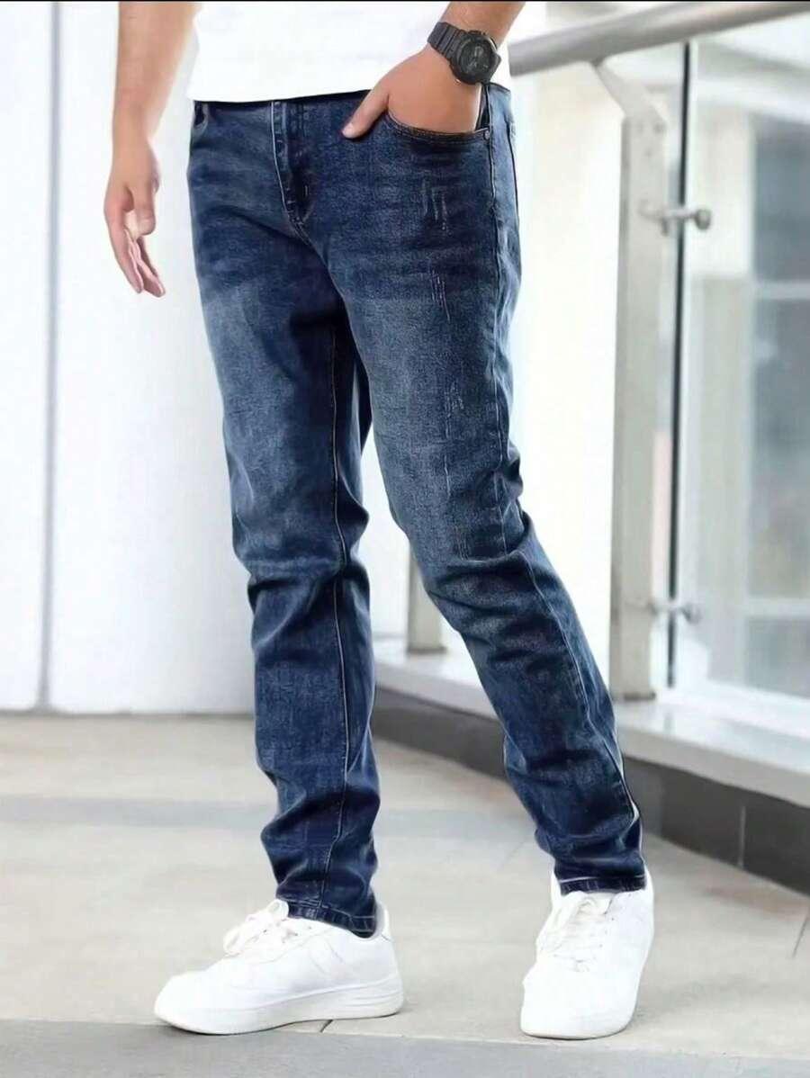 GRANATOWE SPODNIE JEANS